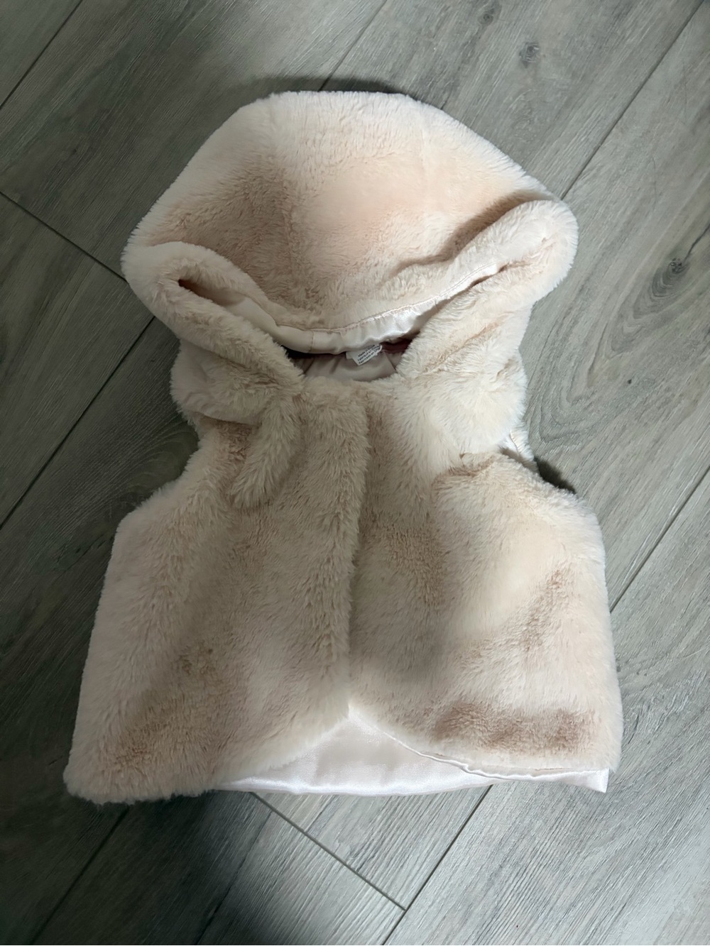 Plush Hooded Vest for Kids - Cream